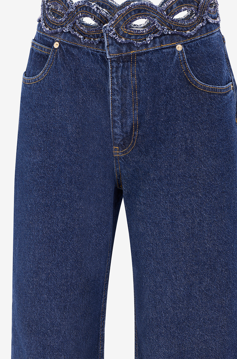 TRESSE PARIS Pinston straight-leg denim jeans with braided belt Women DARK BLUE 7