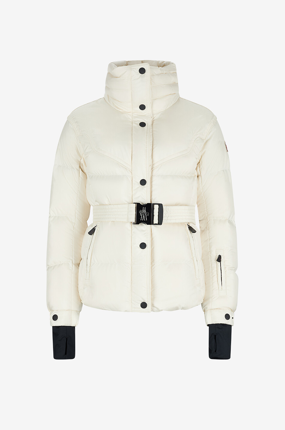 MONCLER GRENOBLE Kurze Steppjacke mit Kapuze und Gürtel Karshi Damen CREMEFARBEN 1