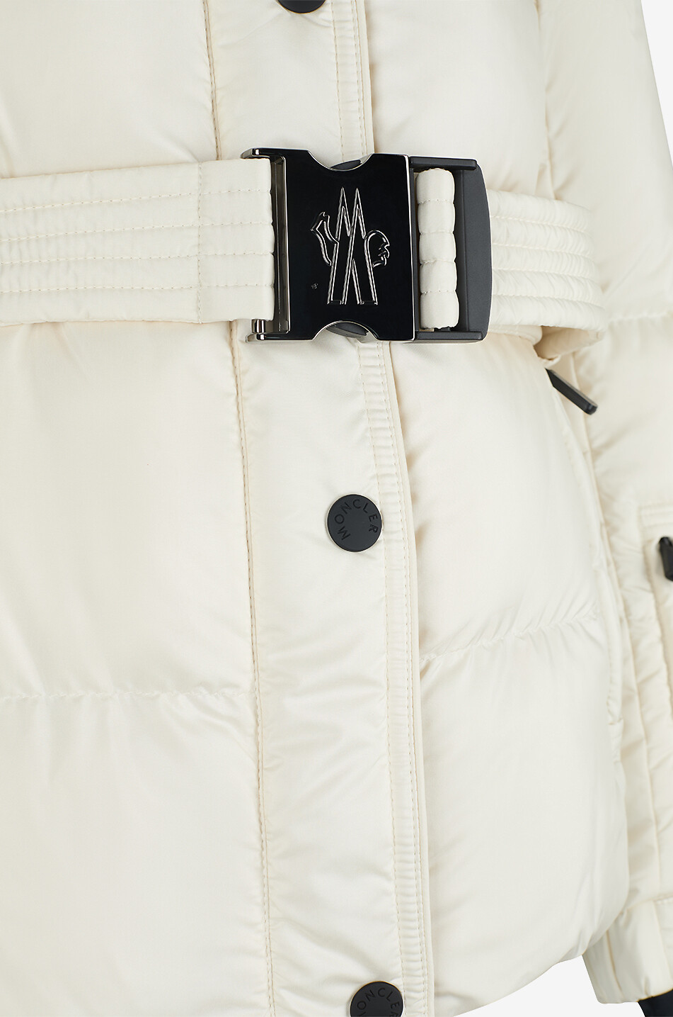 MONCLER GRENOBLE Kurze Steppjacke mit Kapuze und Gürtel Karshi Damen CREMEFARBEN 3