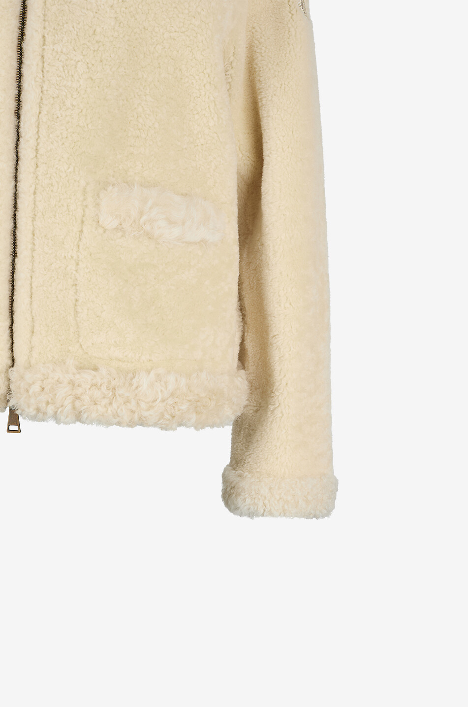 MONCLER Kurze Kapuzenjacke aus Lammfell Leuctre Damen Hellbeige 3