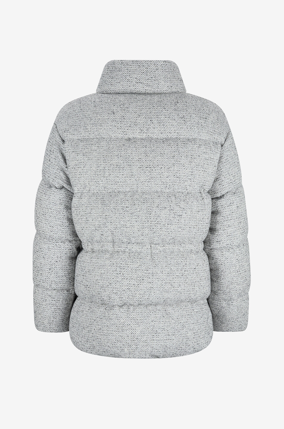 MONCLER Kurze Stehkragendaunenjacke aus melierter Wollmischung Diaphanes Damen GRAU 2
