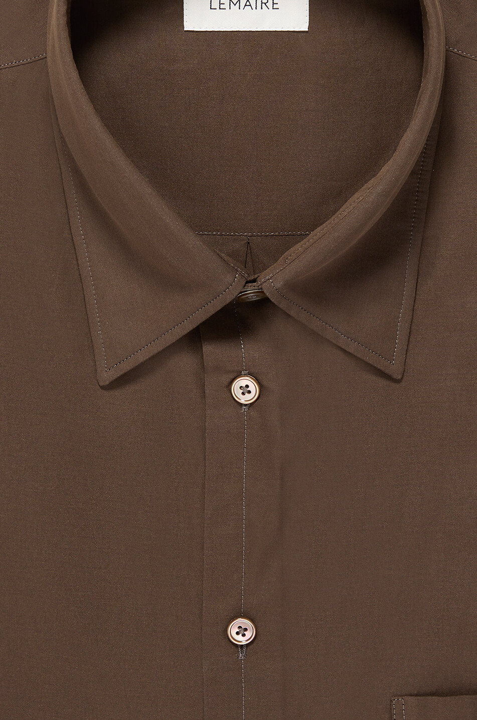 LEMAIRE Chemise à manches longues en coton et soie Regular Homme MARRON 2