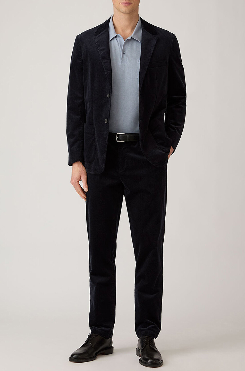 SUNSPEL Velvet fitted blazer in cotton corduroy Men DARK BLUE 2
