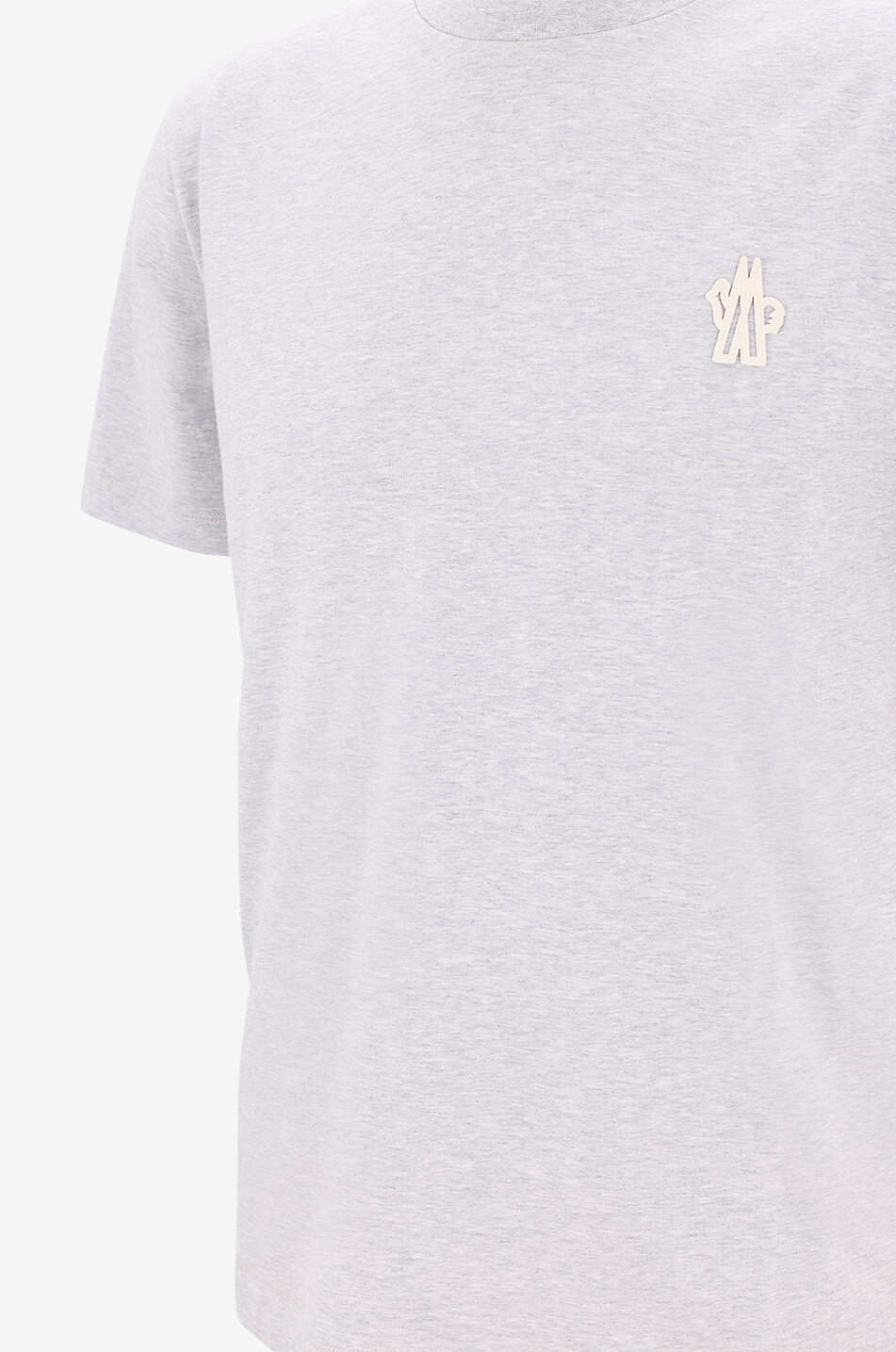 MONCLER GRENOBLE T-shirt à col rond en coton à logo brodé Homme GRIS 3