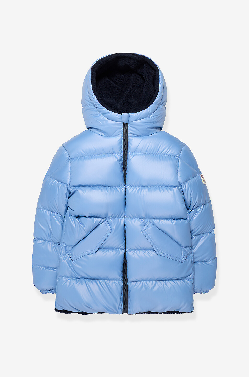 MONCLER Wendbare kurze Kapuzenparka aus Wollmischung für Jungen Varando Junge BLAU 3