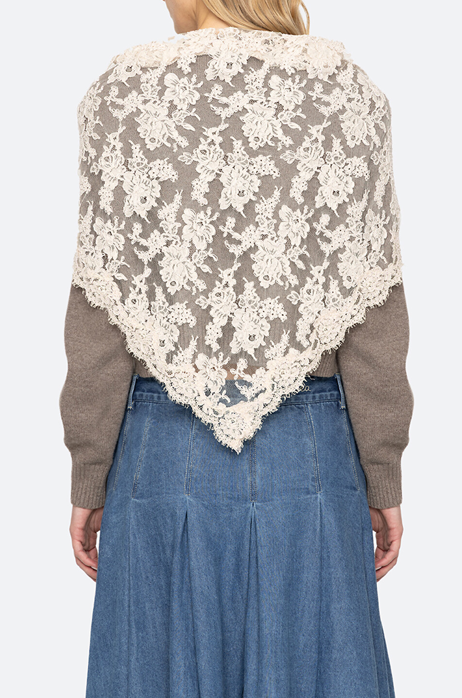 SEA Cardigan aus Wolle mit Rundhalsausschnitt und Spitzenschal Kirra Damen BRAUN 3