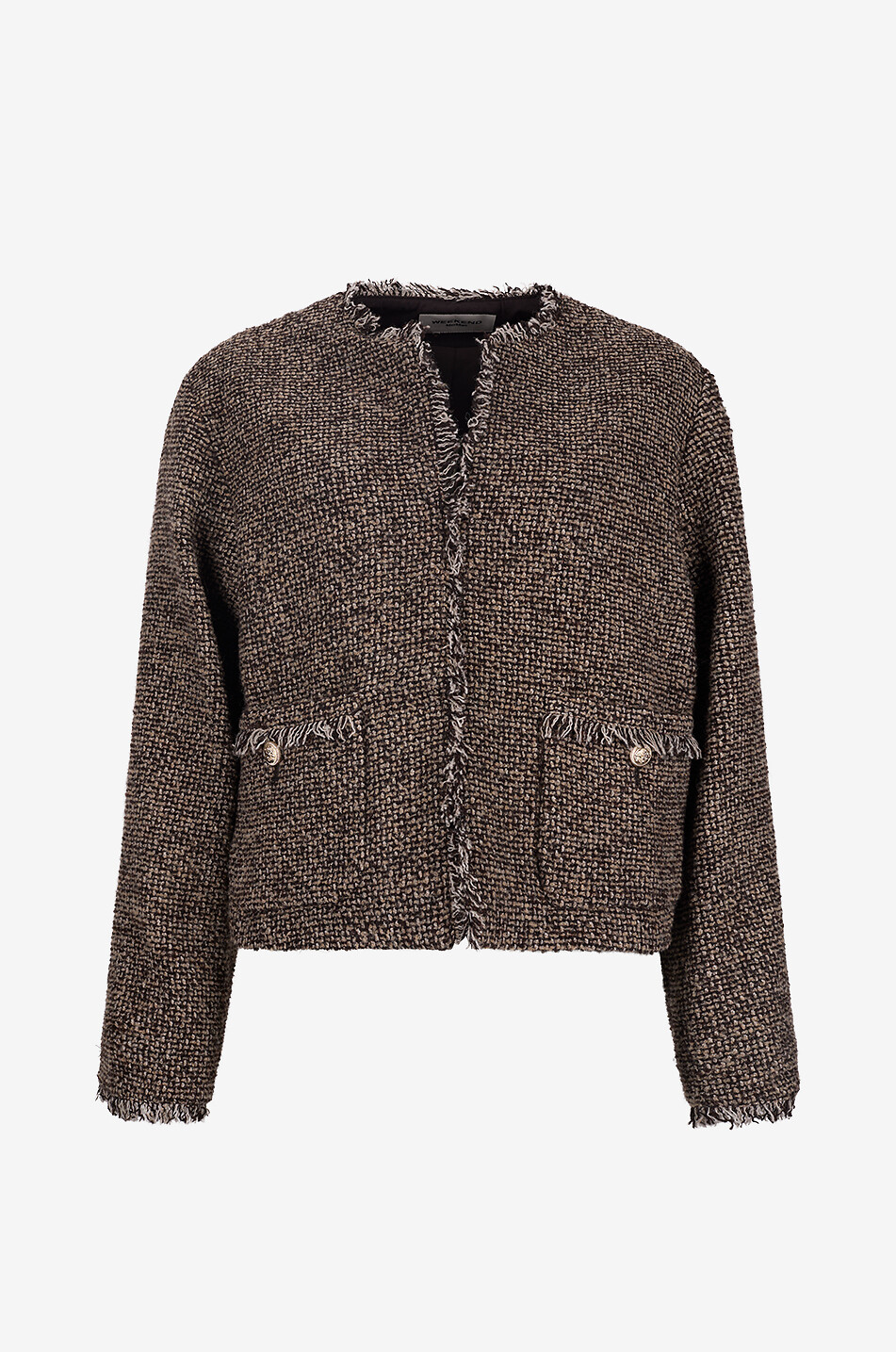 Vento short fringed lightweight virgin wool blend jacket