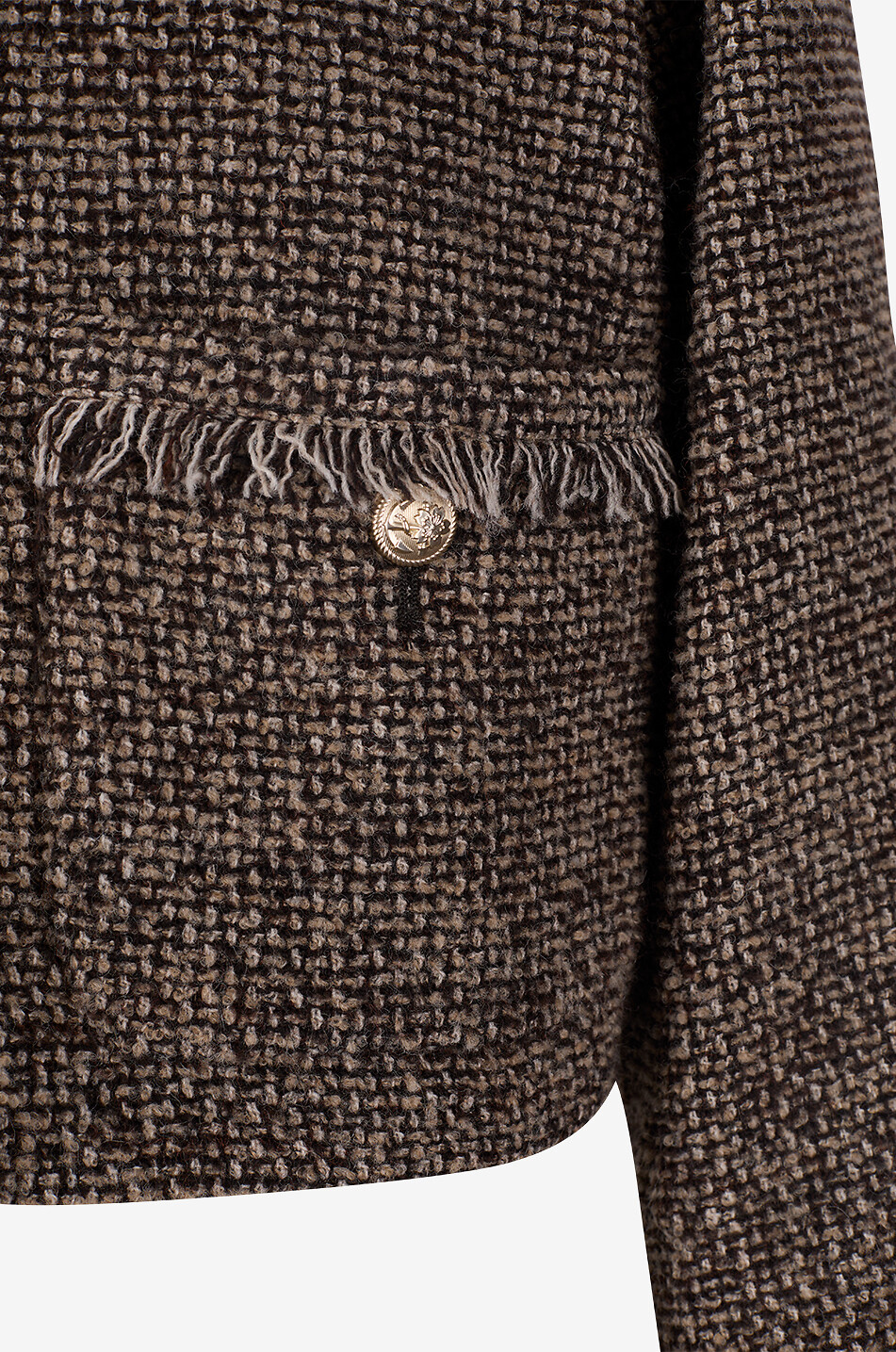 WEEKEND MAX MARA Vento short fringed lightweight virgin wool blend jacket Women BROWN 3
