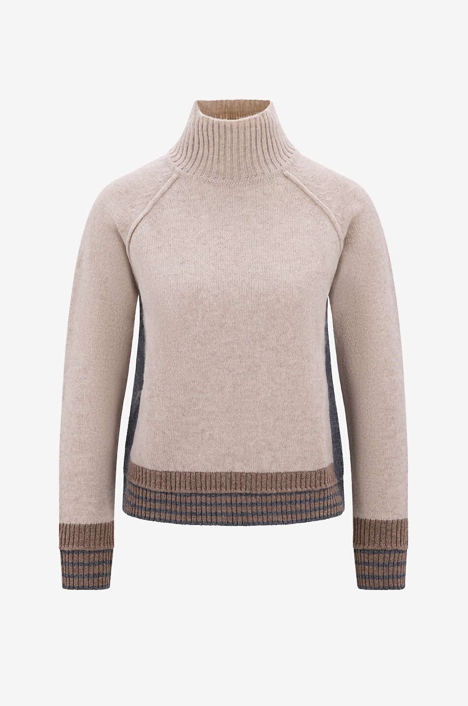 Pull à col montant rayé en laine mérinos Paliamo