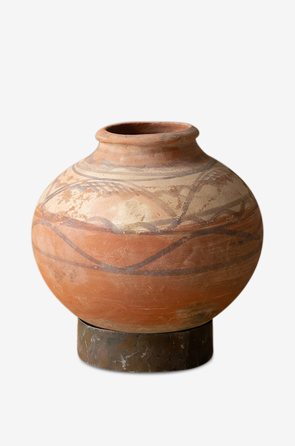 JAKOBSDALS Vintage H32 rounded clay urn on base Home MULTI COLOURED 1