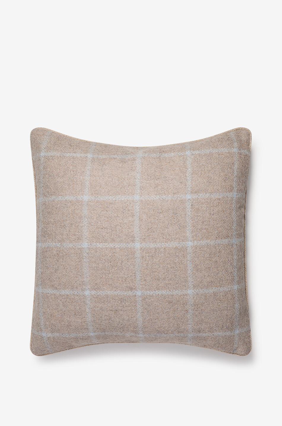 Kariertes Kissen aus Schurwolle L46 - BONGENIE - BEIGE