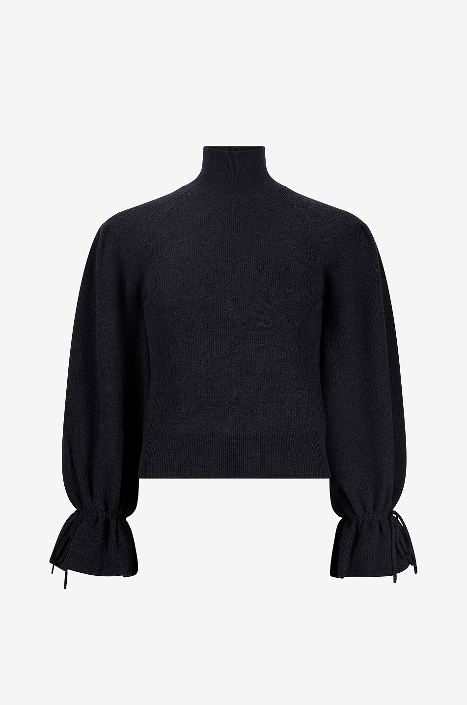 Camille wool turtleneck pullover with puff sleeves