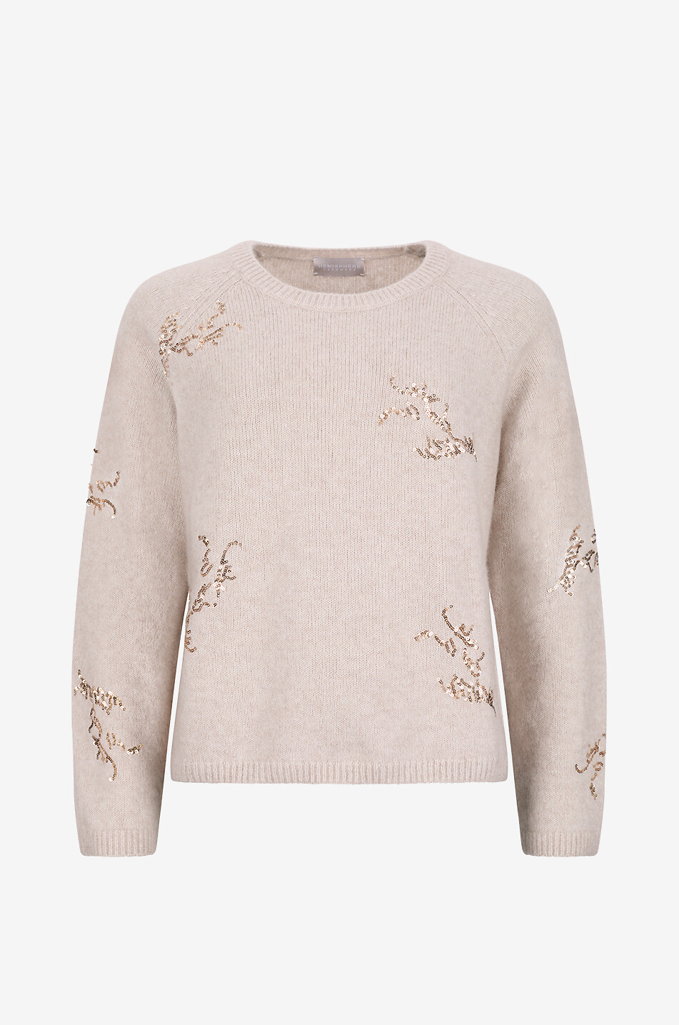 Cashmere-blend sequin-embellished round-neck pullover