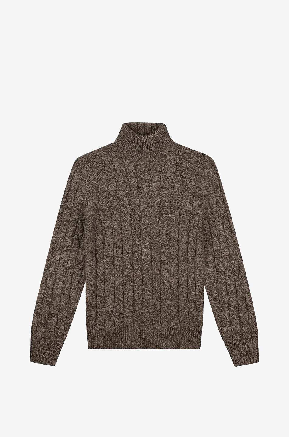 AURELIEN Merino wool blend cable-knit roll-neck jumper Men BROWN 1