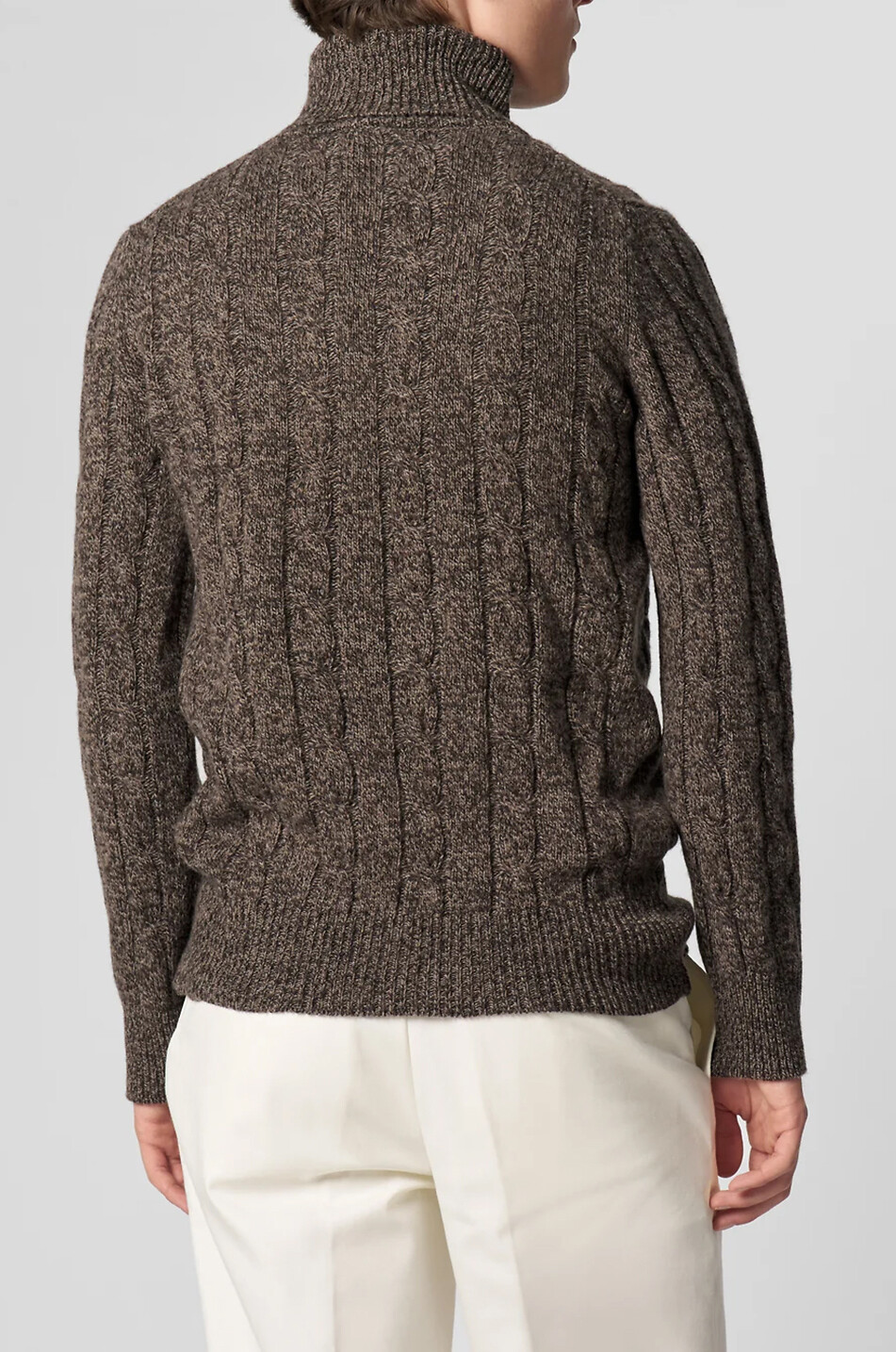 AURELIEN Merino wool blend cable-knit roll-neck jumper Men BROWN 3
