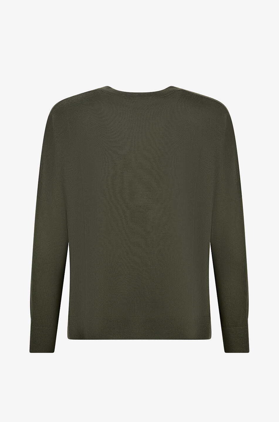 BONGENIE Round-neck jersey pullover with side slits Women DARK GREEN 2